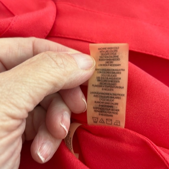 Calvin Klein Bright Red, Long Sleeve Cold Shoulder High/Low Blouse.  Size XL - Picture 11 of 11